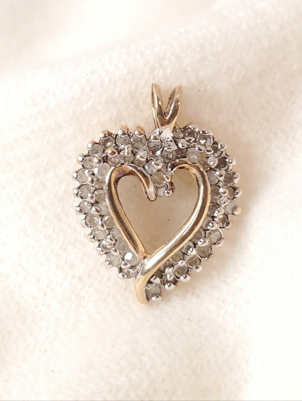 56 DIAMOND HEART PENDANT- 10k Gold STAMPED